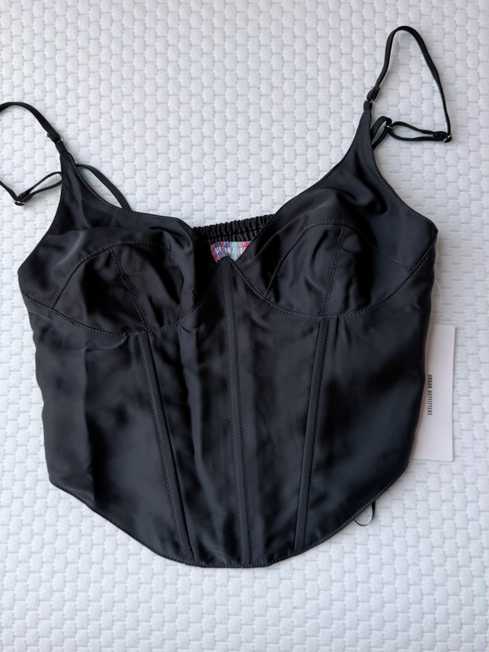 Urban Outfitters Black Satin Corset Crop Top